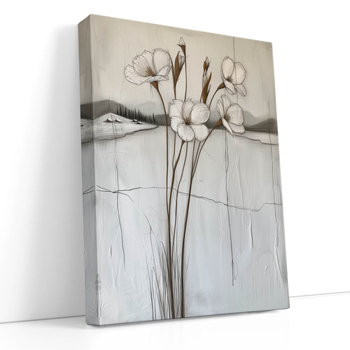 Serene Wildflower Line Art - Canvas Print