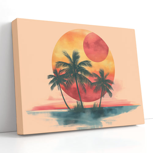 Tropical Sunset Palm Trees - Canvas Print
