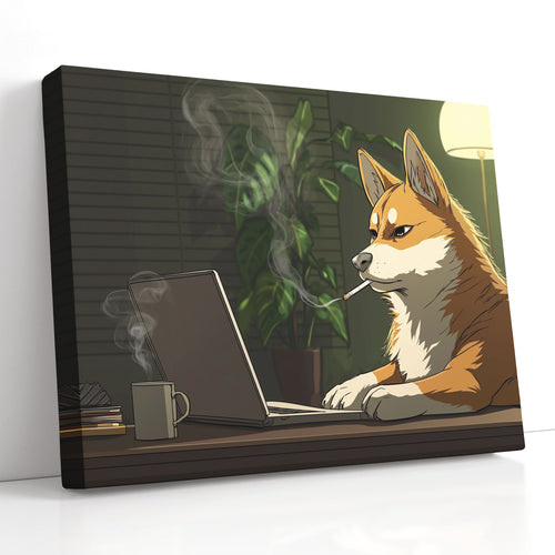 Work-From-Home Dog - Canvas Print