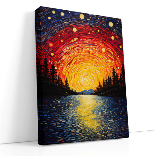 Luminous Night Sky Lake - Canvas Print