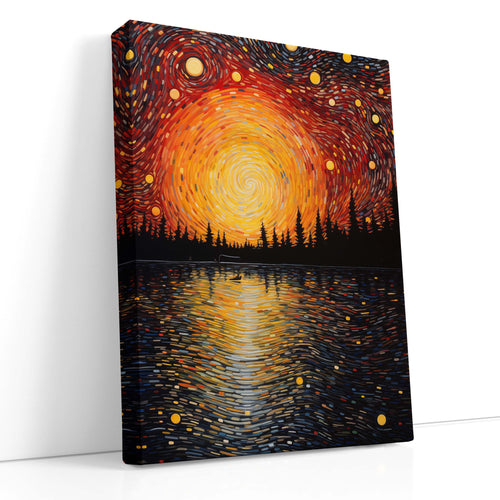 Aurora Whirl Over Lake - Canvas Print