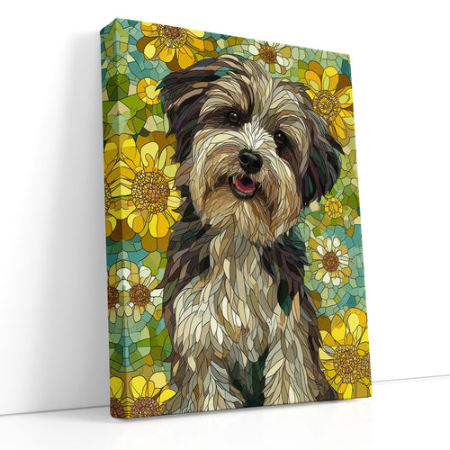 Havanese Dog Amidst Flowers - Canvas Print