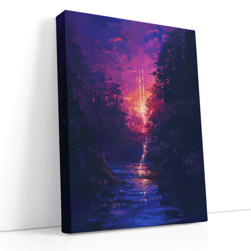 Pixelated Forest Twilight - Canvas Print