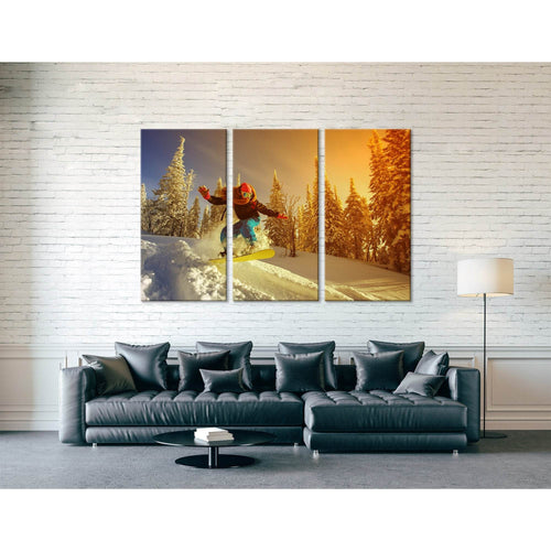 Snowboarder Jump №04451 - Canvas Print / Wall Art / Wall Decor / Artwork / Poster