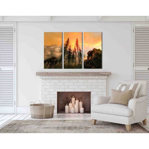 Sunset from mountain №D1225 - Canvas Print / Wall Art / Wall Decor / Artwork / Poster