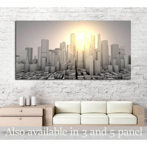 3D gray worldcity №2214 - Canvas Print / Wall Art / Wall Decor / Artwork / Poster