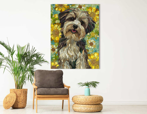 Havanese Dog Amidst Flowers - Canvas Print