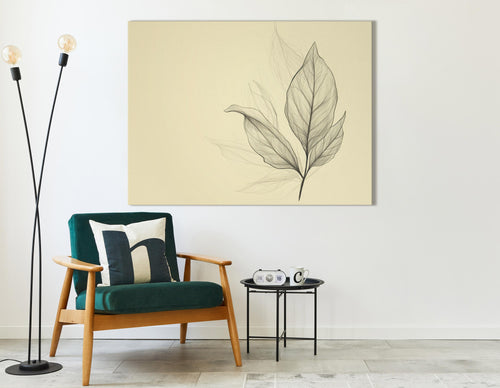 Tranquil Leaf Line Art - Canvas Print