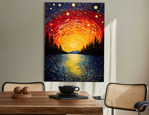 Luminous Night Sky Lake - Canvas Print