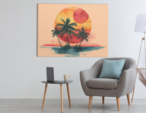 Tropical Sunset Palm Trees - Canvas Print