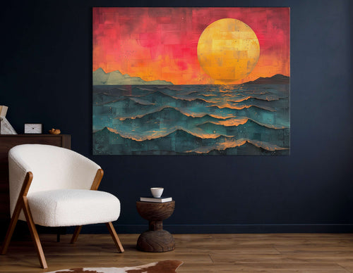 Golden Sun and Blue Sea - Canvas Print