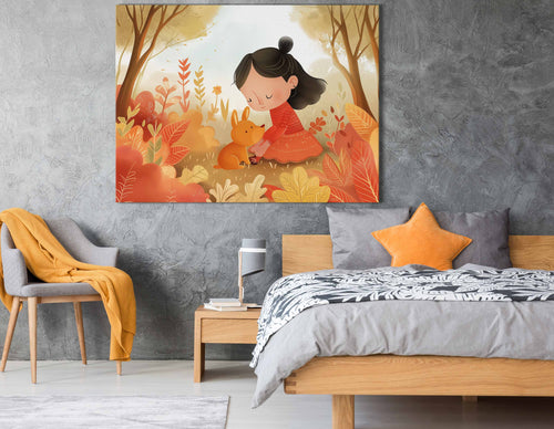 Child and Pup Fairy Tale - Canvas Print