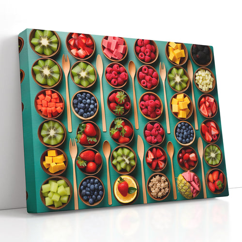 Beautiful Symmetry of Fresh Fruit Bowls - Canvas Print