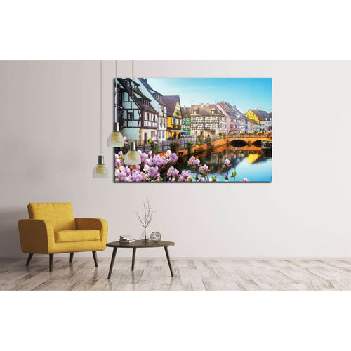 canal of Colmar, most famous town of Alsace at spring day, France №2387 - Canvas Print / Wall Art / Wall Decor / Artwork / Poster