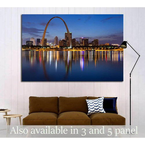 City of St. Louis skyline, Gateway Arch at twilight №2024 - Canvas Print / Wall Art / Wall Decor / Artwork / Poster