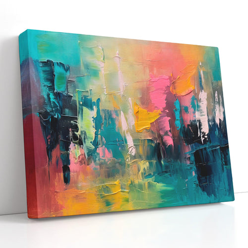 Colorful Abstract Canvas Print in Dark Pink and Teal