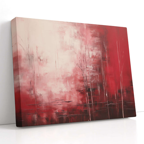 Crimson Landscape with Barren Trees - Canvas Print