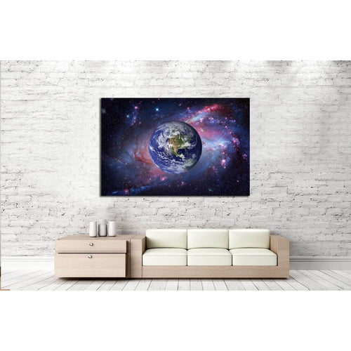 Earth and galaxy on background. Elements of this image furnished by NASA №2427 - Canvas Print / Wall Art / Wall Decor / Artwork / Poster