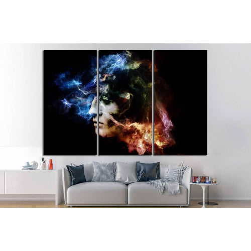 female portrait and space texture №1059 - Canvas Print / Wall Art / Wall Decor / Artwork / Poster
