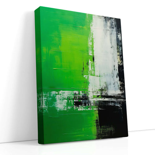 Green, Black & White Abstract Expressionism - Canvas Print