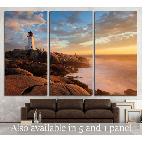 Light House at Peggy Cove at Sunset, Nova Scotia, Canada №2065 - Canvas Print / Wall Art / Wall Decor / Artwork / Poster