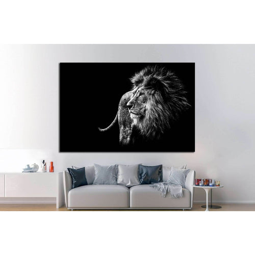 lion in black and white №1328 - Canvas Print / Wall Art / Wall Decor / Artwork / Poster