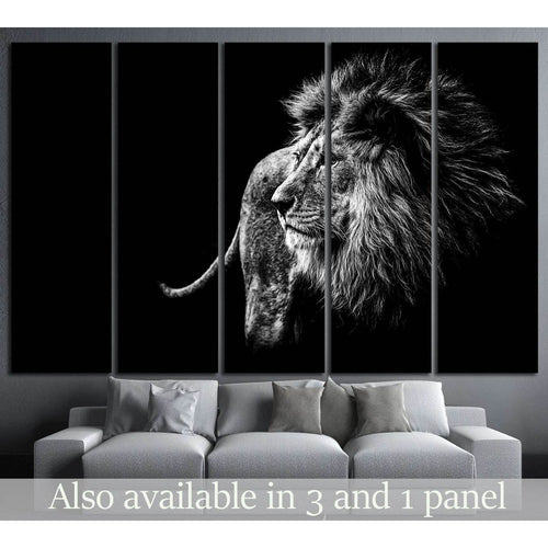 lion in black and white №1328 - Canvas Print / Wall Art / Wall Decor / Artwork / Poster