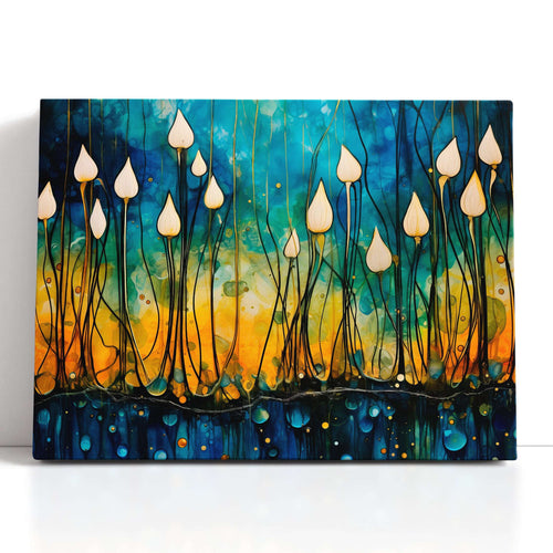 Luminescent Lightscape with Floating Drops - Canvas Print