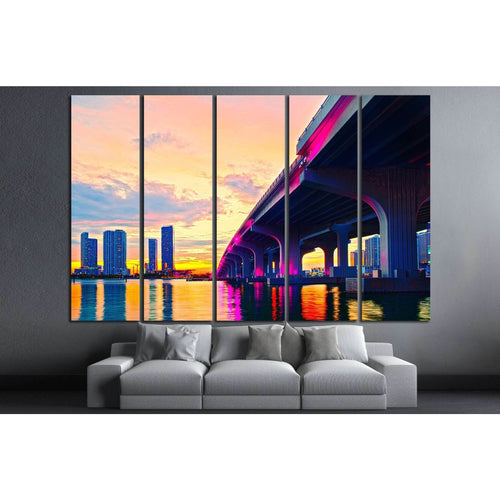 Macarthur bridge, Miami, Florida №1095 - Canvas Print / Wall Art / Wall Decor / Artwork / Poster