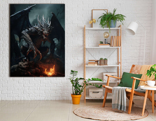 Majestic Dark Dragon - Canvas Print