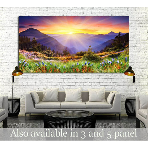 Majestic sunset in the mountains landscape №2669 - Canvas Print / Wall Art / Wall Decor / Artwork / Poster