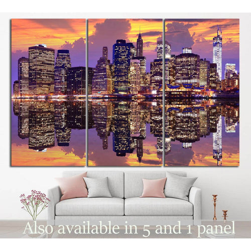 Manhattan with dramatic skyline №853 - Canvas Print / Wall Art / Wall Decor / Artwork / Poster