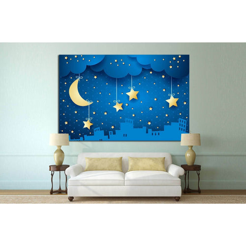 moon and skyline №735 - Canvas Print / Wall Art / Wall Decor / Artwork / Poster