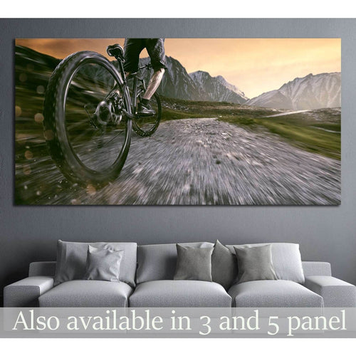 Mountainbiker goes uphill №3254 - Canvas Print / Wall Art / Wall Decor / Artwork / Poster