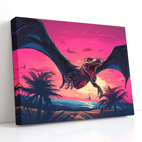 Mystic Dragon in Pink Sunset Skies - Canvas Print