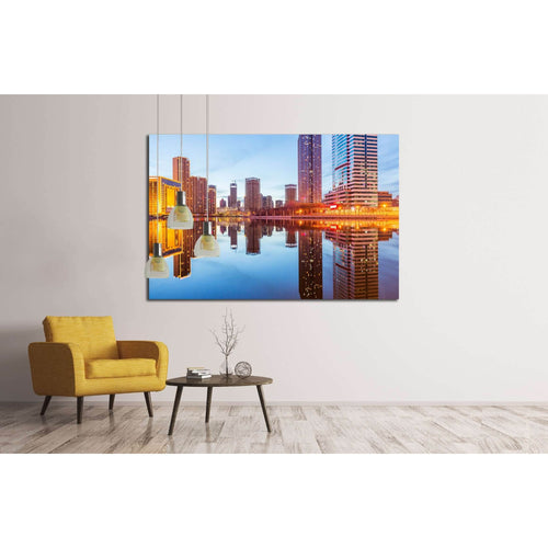 River And Modern Buildings Against Sky in Tianjin,China. №2726 - Canvas Print / Wall Art / Wall Decor / Artwork / Poster