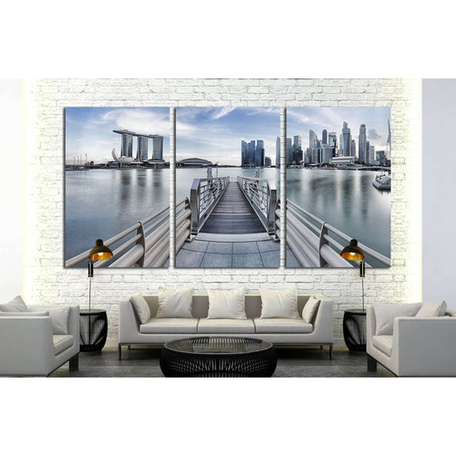 Singapore city skyline seen from the pier №2661 - Canvas Print / Wall Art / Wall Decor / Artwork / Poster