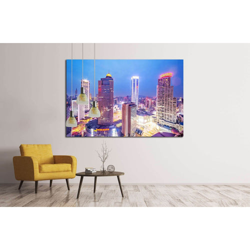 skyline,office buildings and cityscape at night №2281 - Canvas Print / Wall Art / Wall Decor / Artwork / Poster