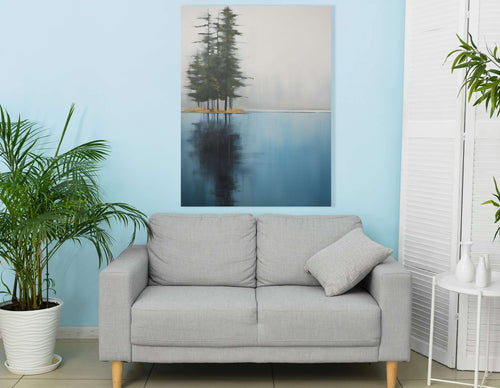 Soothing Blue and Grey Lake Scene - Canvas Print