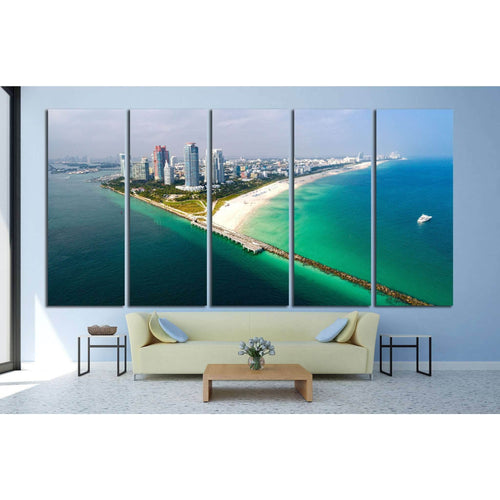 South Beach Aerial Panorama №1108 - Canvas Print / Wall Art / Wall Decor / Artwork / Poster