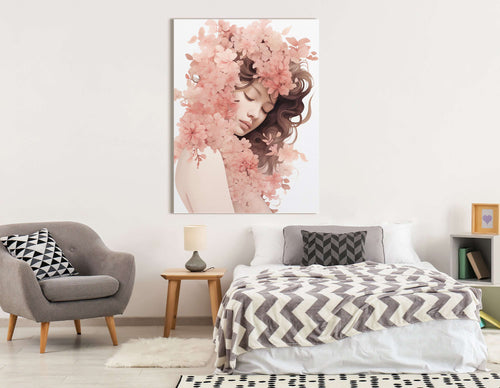 Spring Pink Dawn Woman Portrait - Canvas Print