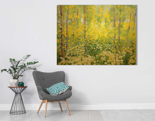 Sunny Yellow Floral Forest - Canvas Print