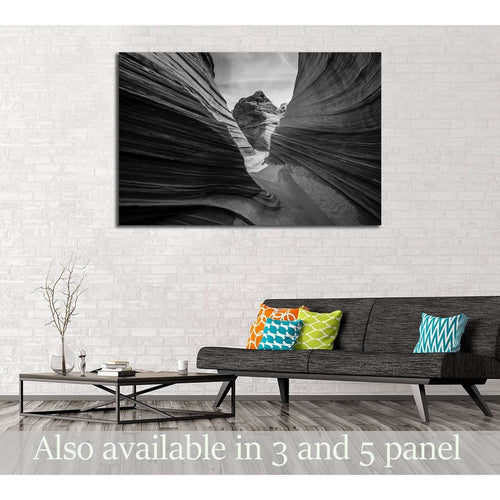 The Wave, Arizona Black and White №2930 - Canvas Print / Wall Art / Wall Decor / Artwork / Poster