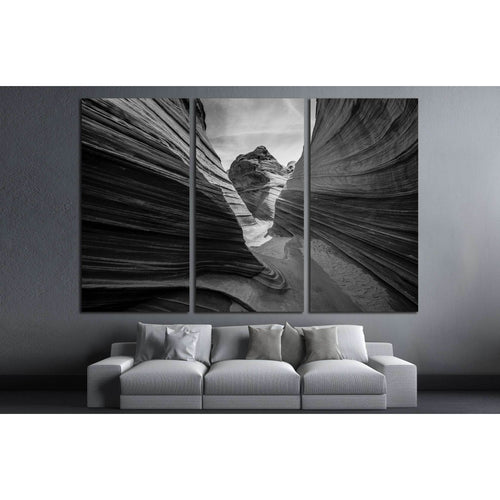 The Wave, Arizona Black and White №2930 - Canvas Print / Wall Art / Wall Decor / Artwork / Poster