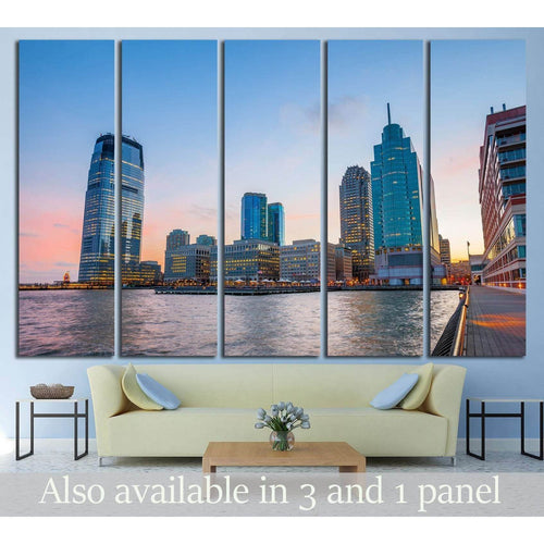 View from Hudson River Waterfront Walkway in Jersey City №1683 - Canvas Print / Wall Art / Wall Decor / Artwork / Poster