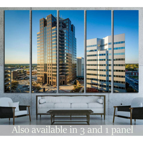 View of modern buildings in downtown Greensboro, North Carolina №1747 - Canvas Print / Wall Art / Wall Decor / Artwork / Poster