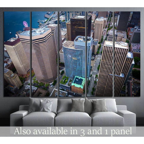 View of skyscrapers in downtown, in Seattle, Washington №1362 - Canvas Print / Wall Art / Wall Decor / Artwork / Poster