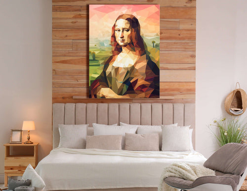 Warm-Hued Geometric Mona Lisa - Canvas Print