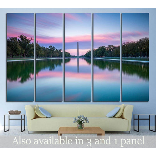 Washington Monument and Lincoln Memorial Reflecting Pool at sunset Washington, D.C. USA №2097 - Canvas Print / Wall Art / Wall Decor / Artwork / Poster