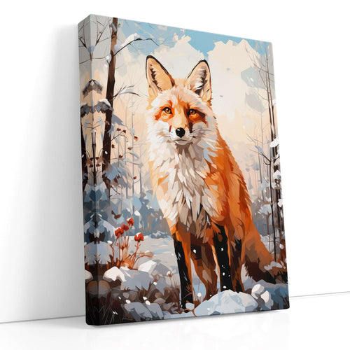 Winter Fox in a Snowy Forest - Canvas Print